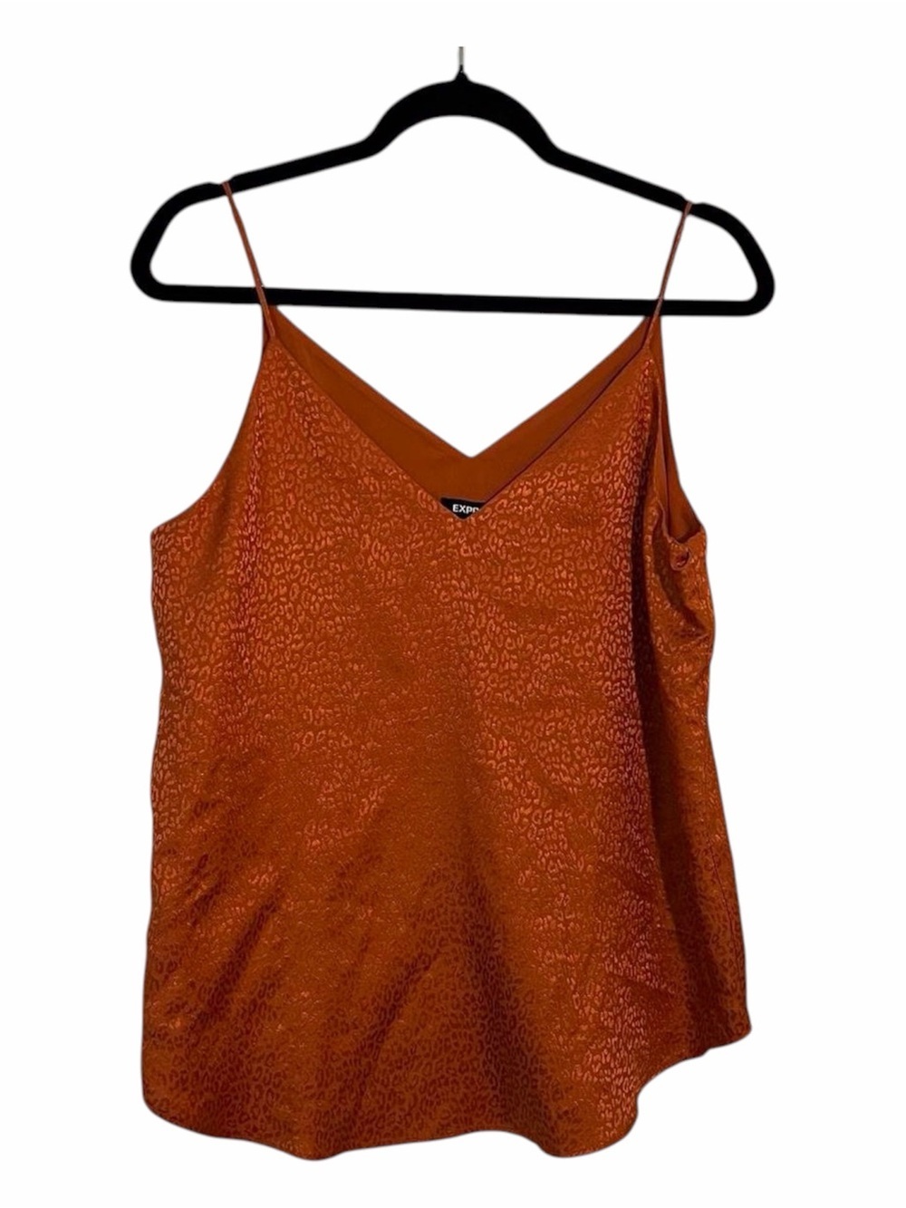 Pumpkin Leopard Print Lined Dress Tank Top Size Medium Orange Fall Formal Silky
